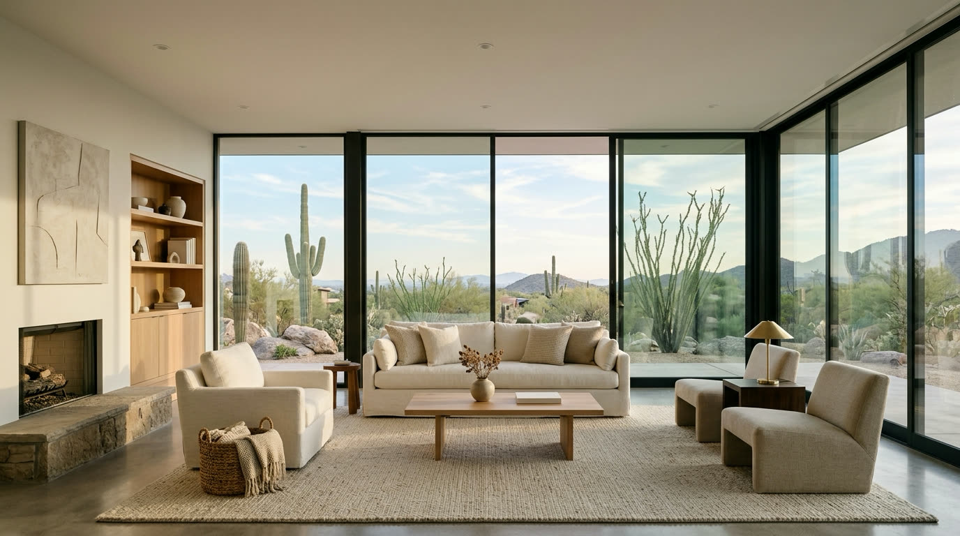 A calm Phoenix living room with a dry ceiling